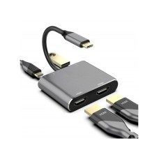 E-GREEN Adapter USB 3.1 tip C (M) - 2 x HDMI + USB 3.0 + PD 60W (4 u 1)