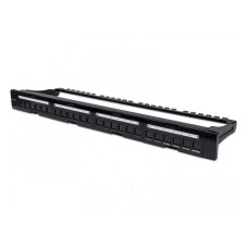 INTELLINET Patch Panel 19'' blank 24-Port 1U with cable managment crni